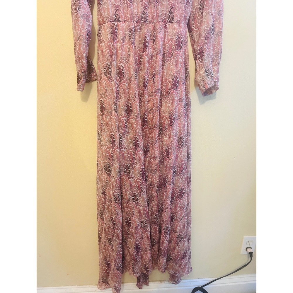 Indigo‎ Rose Maxi Dress Womens Small Pink Paisley Metallic Excellent Boho Wrap - Picture 2 of 11